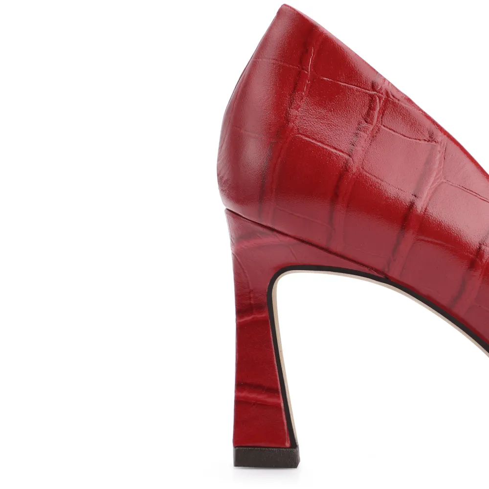 Scarpin Bridão Couro Croco Vermelho - imagem 8