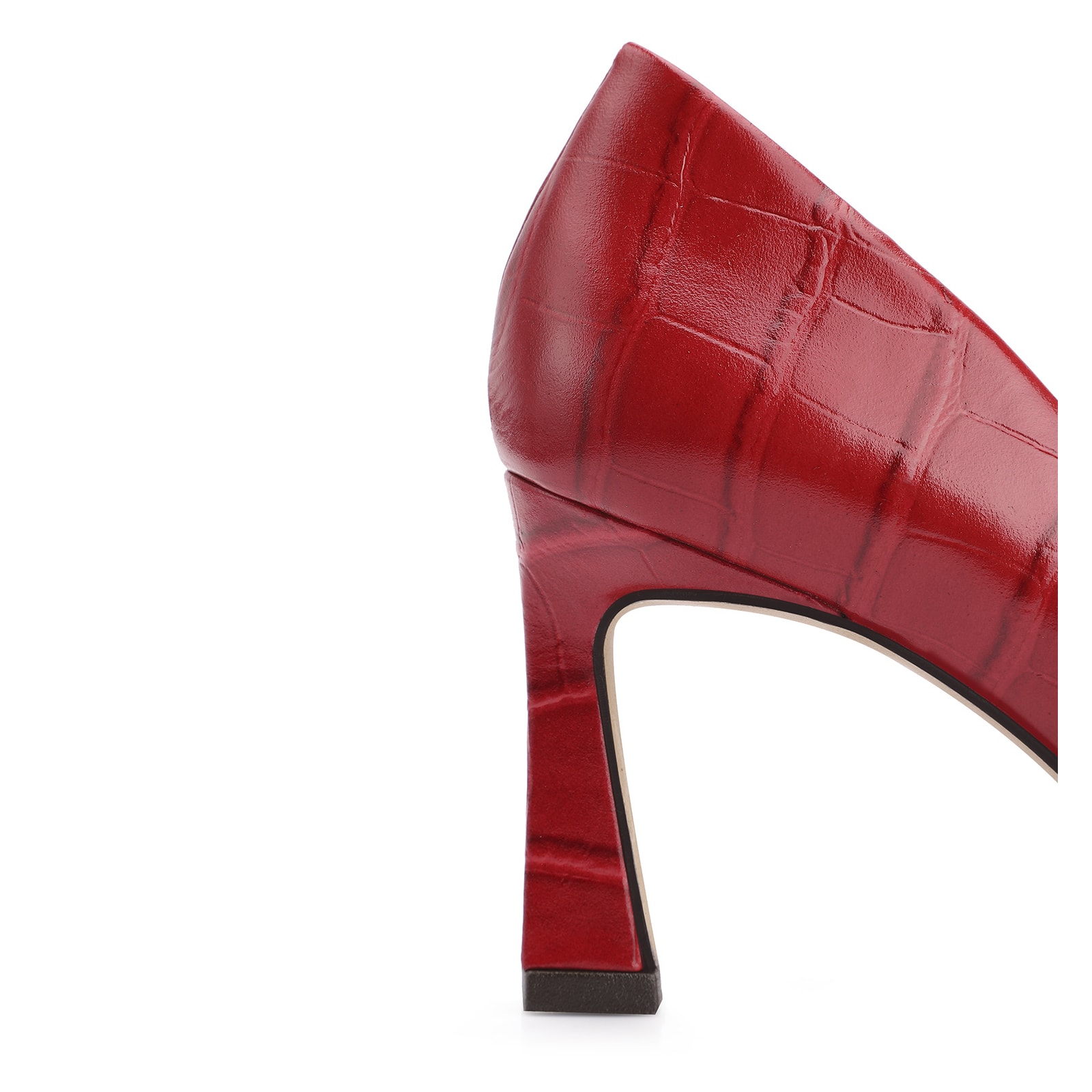 Scarpin Bridão Couro Croco Vermelho
