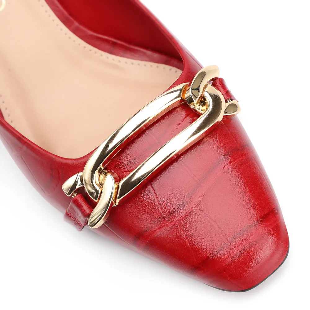 Scarpin Bridão Couro Croco Vermelho - imagem 7