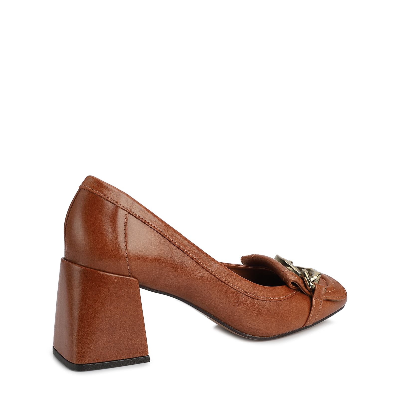 Scarpin Bridão Couro Marrom