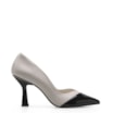 Scarpin Cecília Couro Off White/Verniz Preto - imagem 3