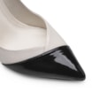 Scarpin Cecília Couro Off White/Verniz Preto - imagem 7