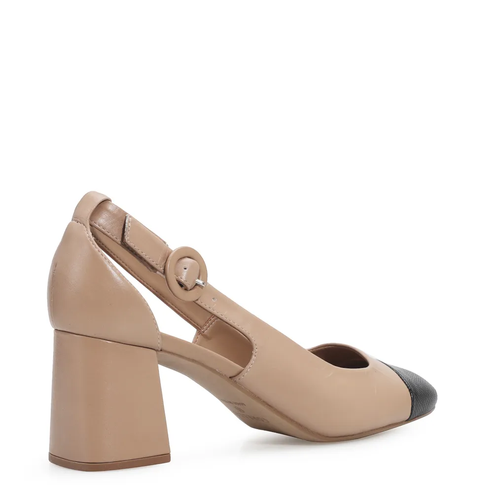 Scarpin Classic Couro Bege/Mini Lezard Preto - imagem 4