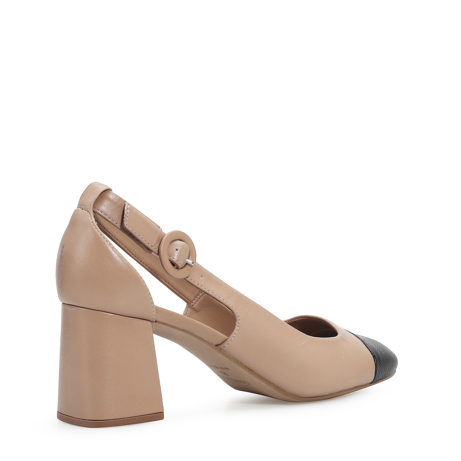 Scarpin Classic Couro Bege/Mini Lezard Preto