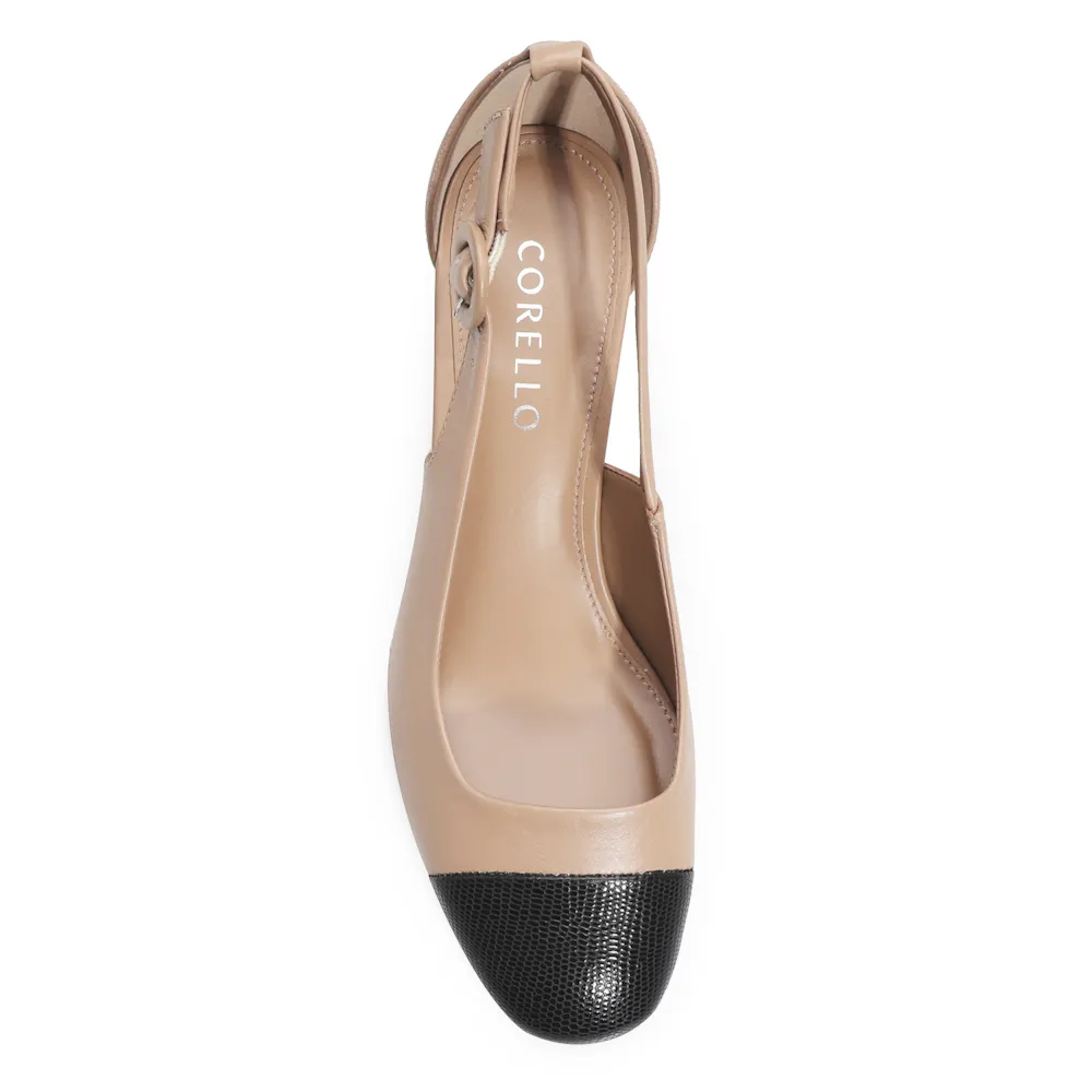 Scarpin Classic Couro Bege/Mini Lezard Preto - imagem 6