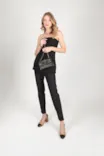 Scarpin Classic Couro Bege/Mini Lezard Preto - imagem 7
