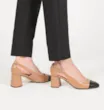 Scarpin Classic Couro Bege/Mini Lezard Preto - imagem 2