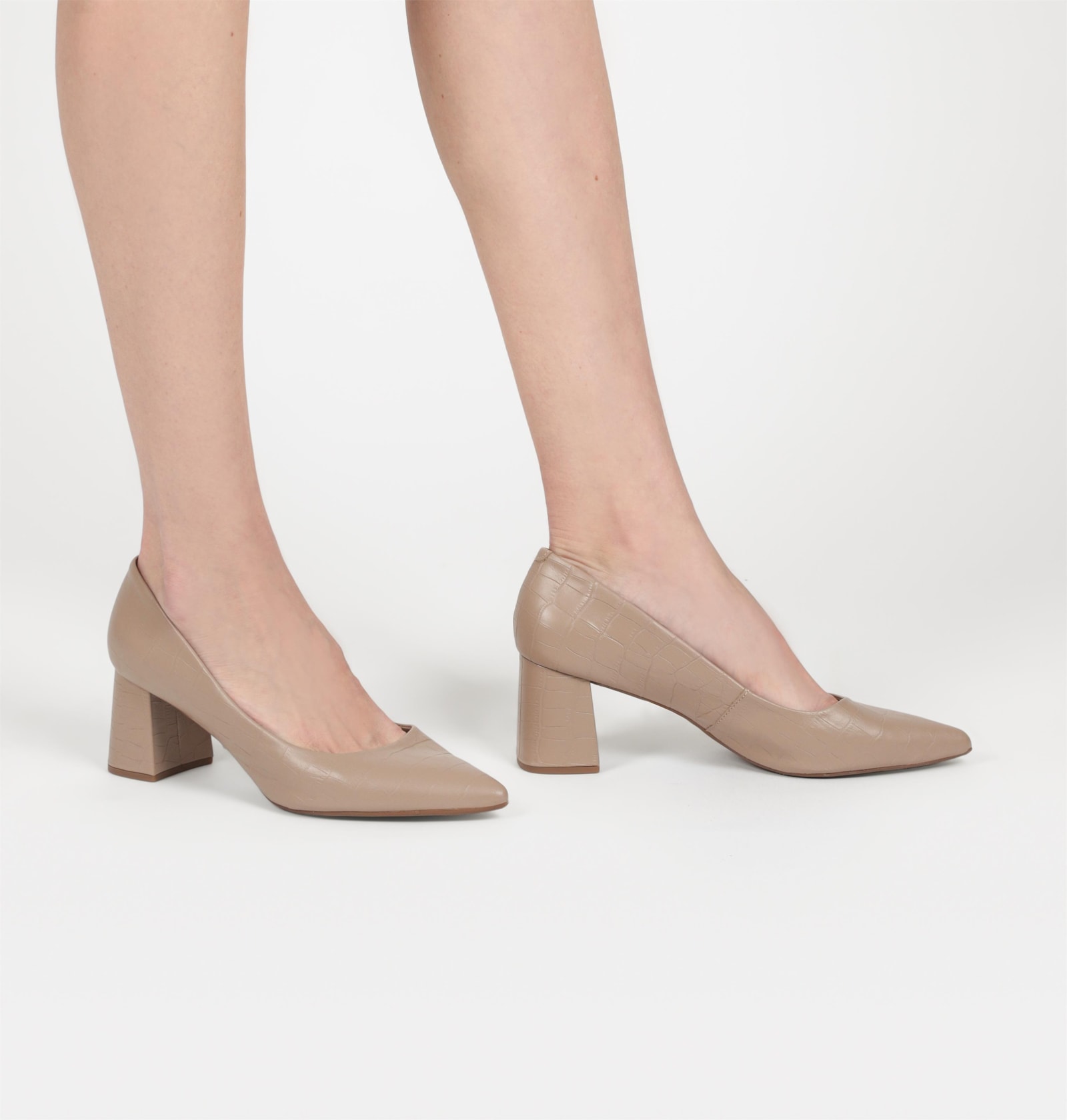 Scarpin Classic Croco Bege