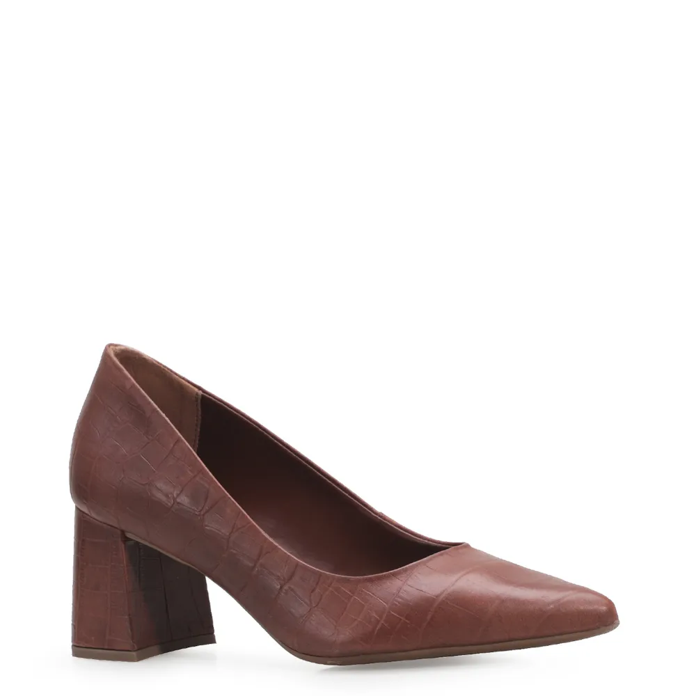 Scarpin Classic Croco Marrom