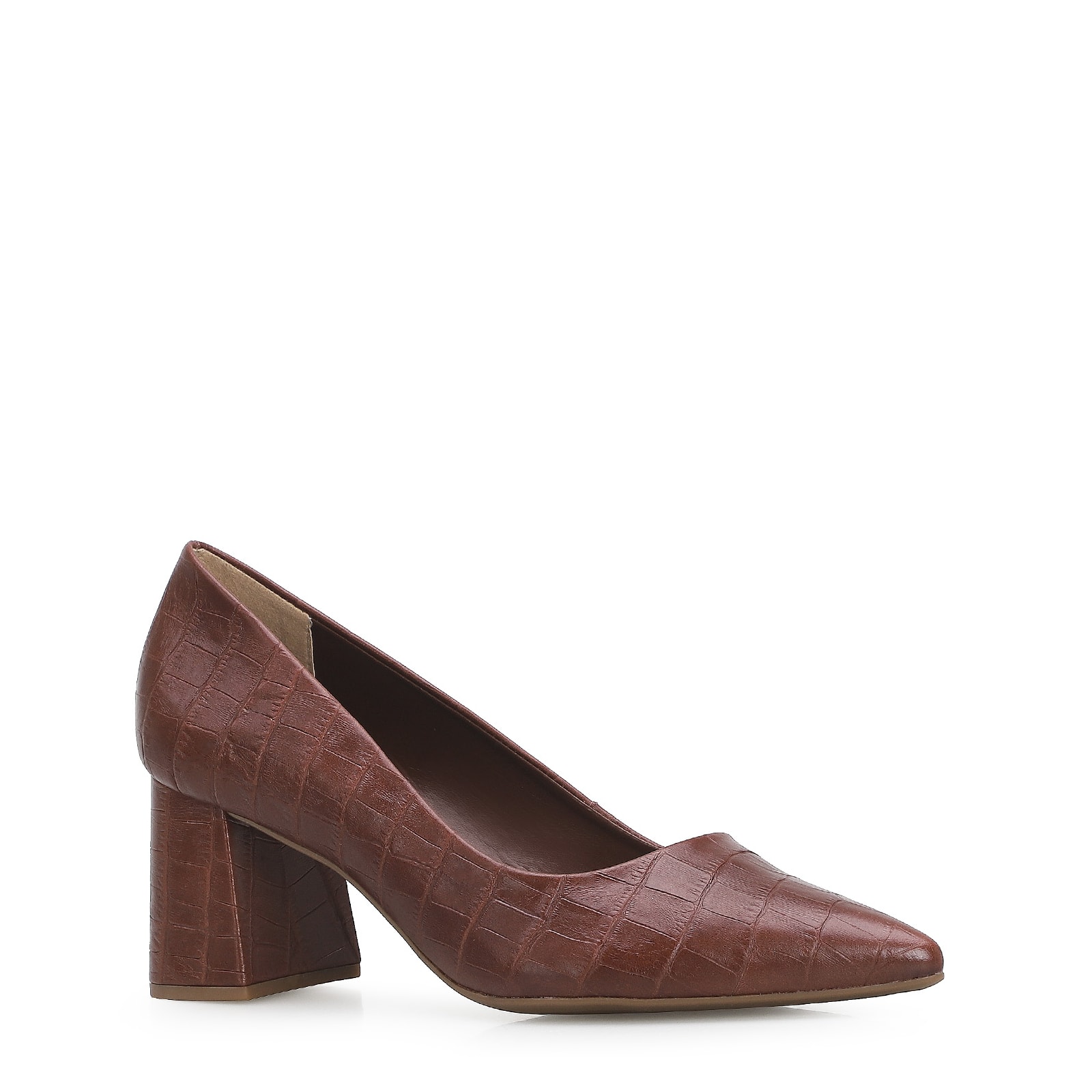 Scarpin Classic Croco Marrom Escuro