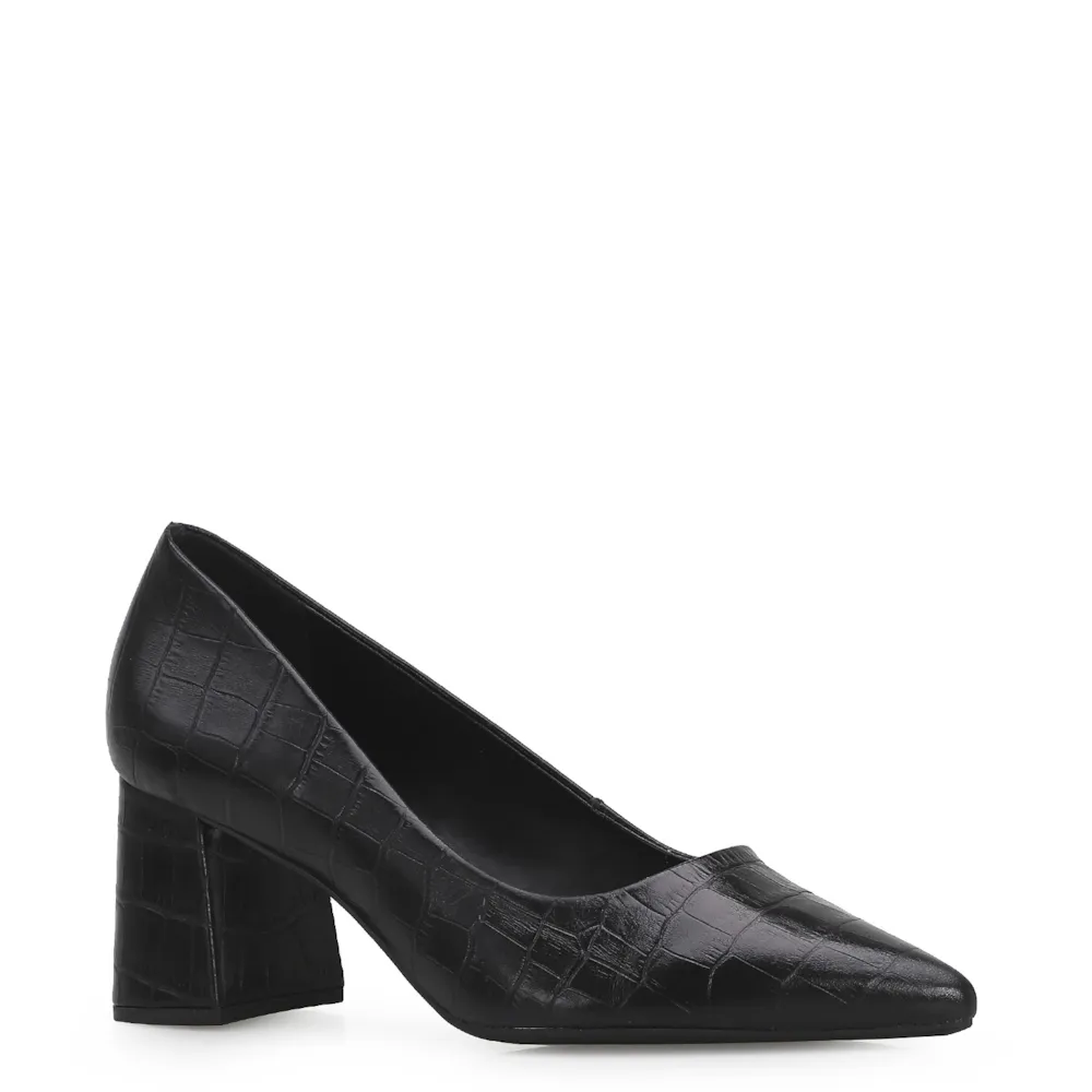 Scarpin Classic Croco Preto