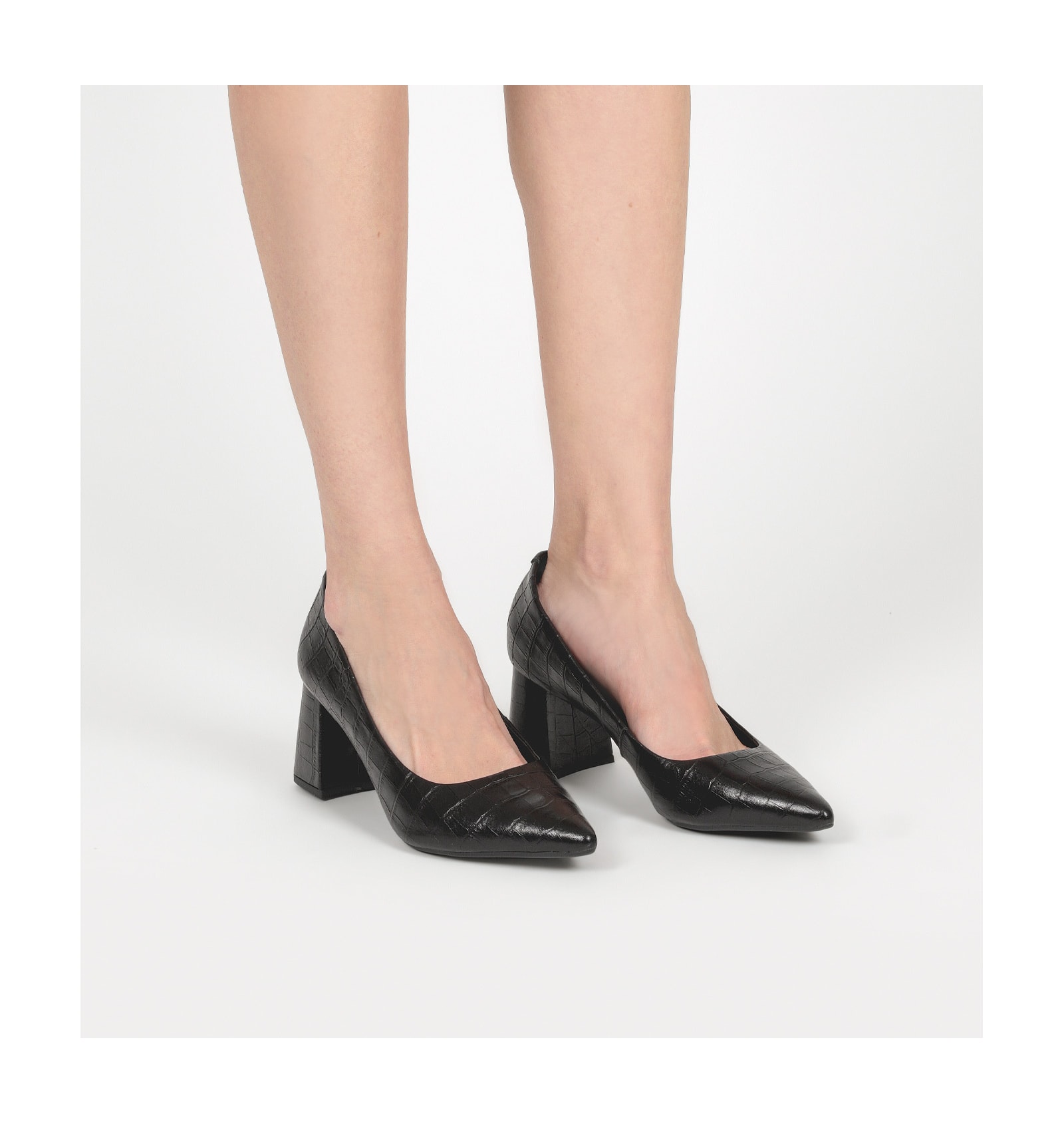 Scarpin Classic Croco Preto