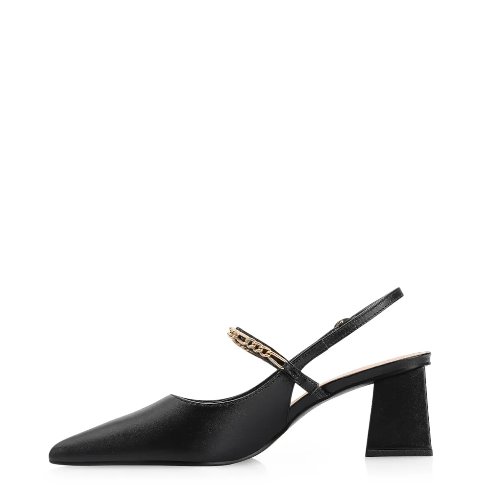 Scarpin Correntes Couro Preto - imagem 4