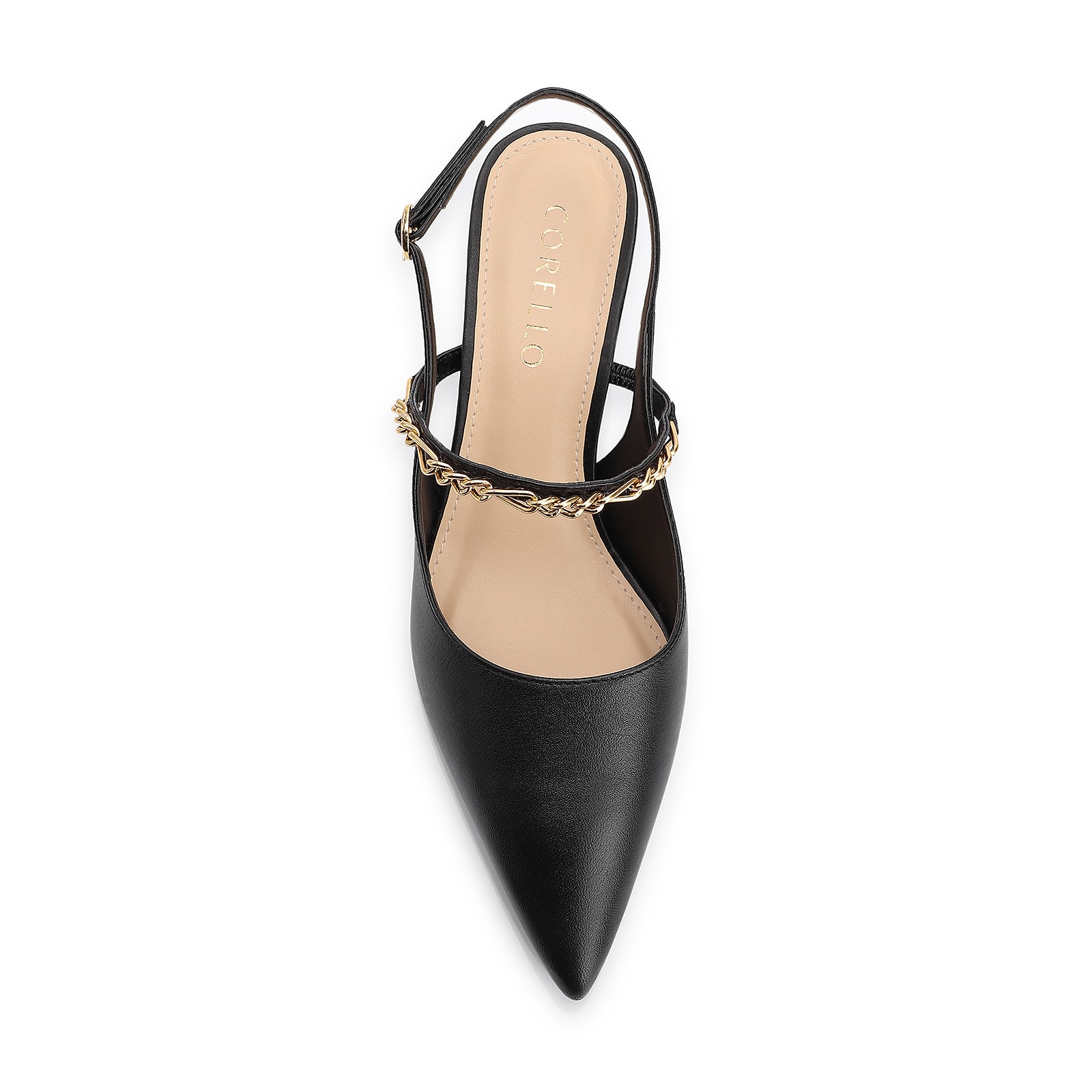Scarpin Correntes Couro Preto