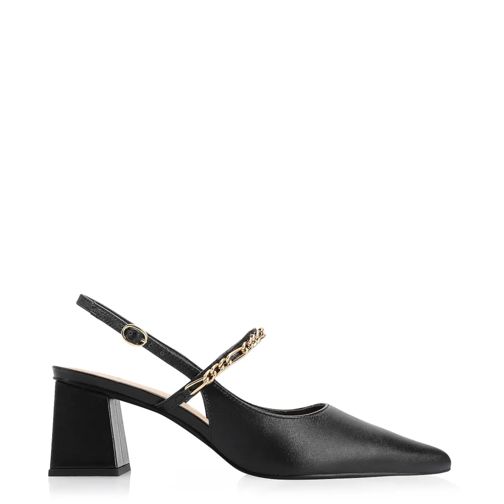Scarpin Correntes Couro Preto - imagem 2