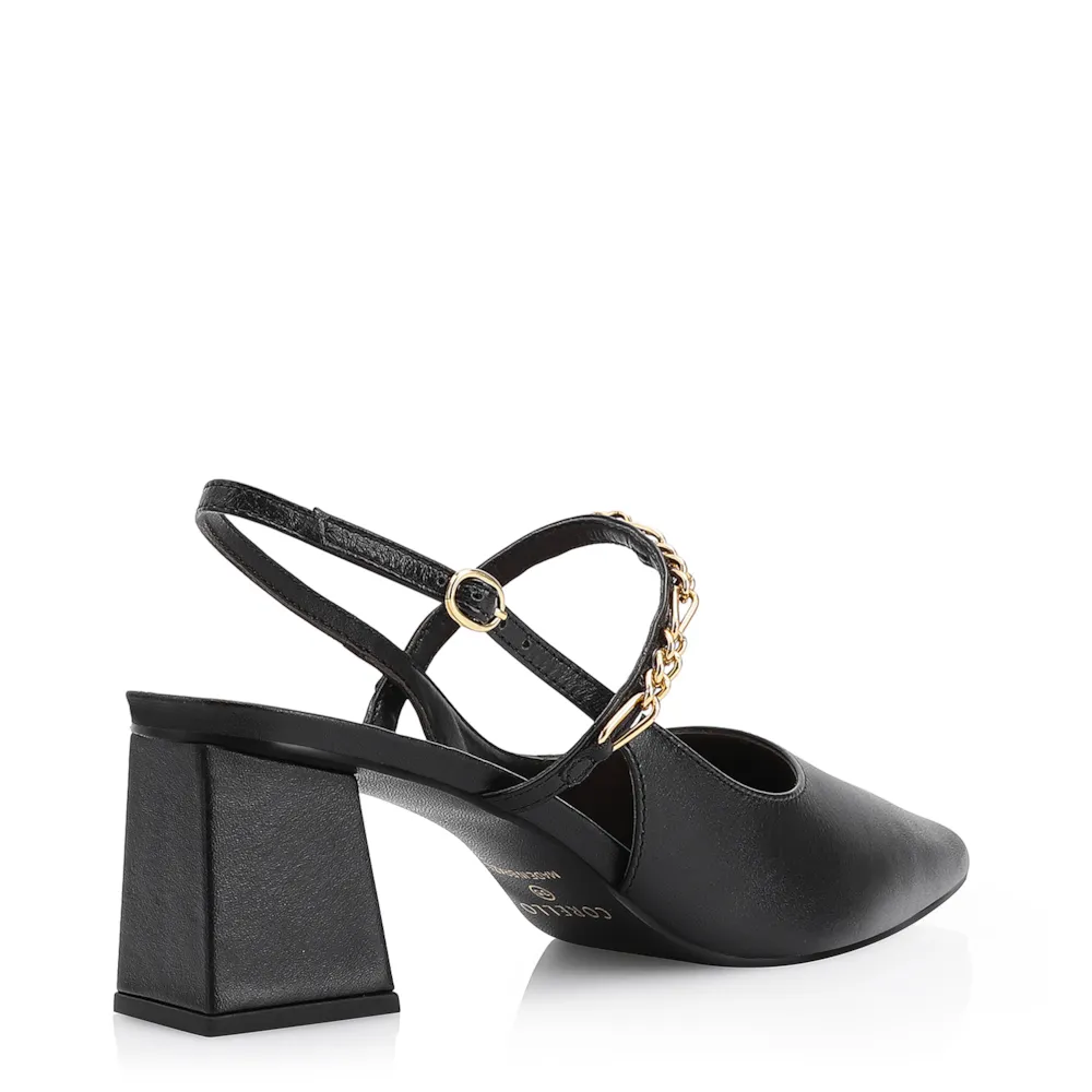 Scarpin Correntes Couro Preto - imagem 3