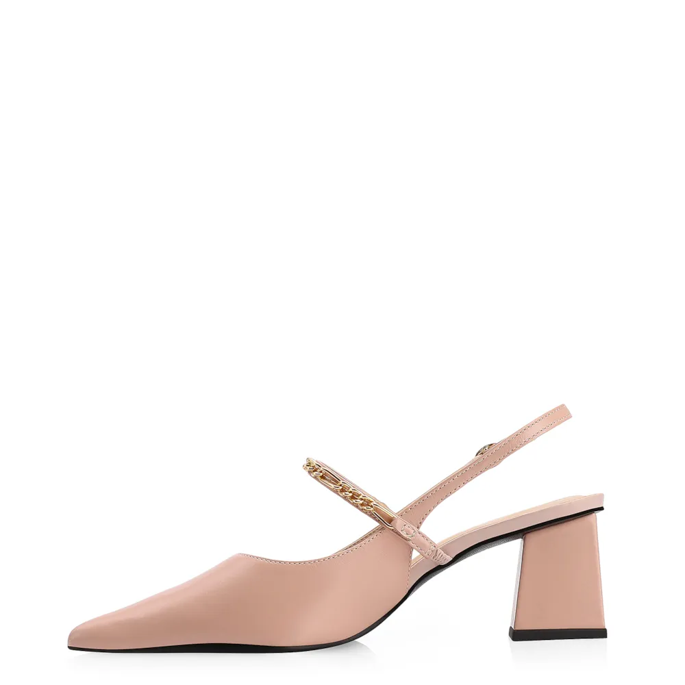Scarpin Correntes Couro Rosa - imagem 4