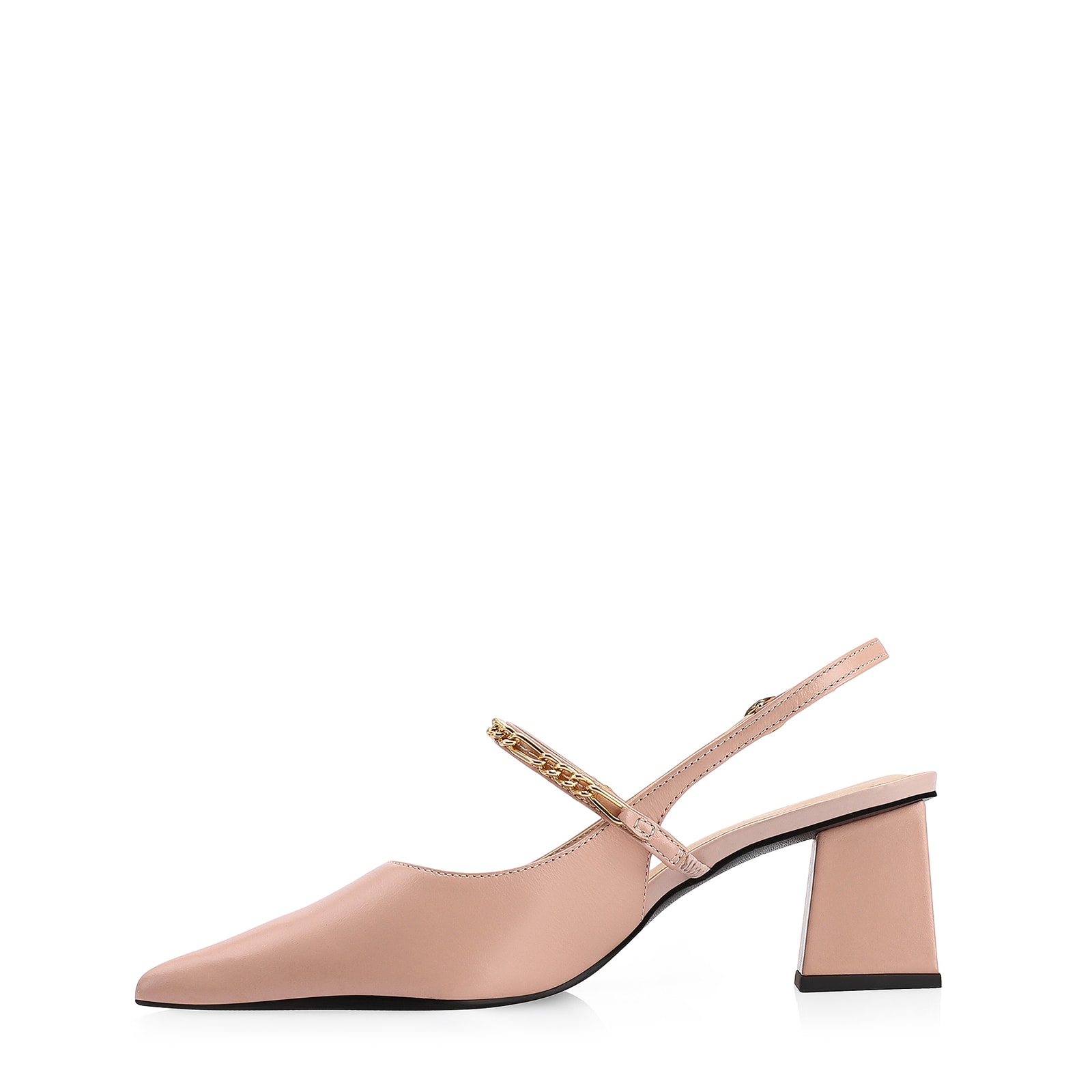 Scarpin Correntes Couro Rosa