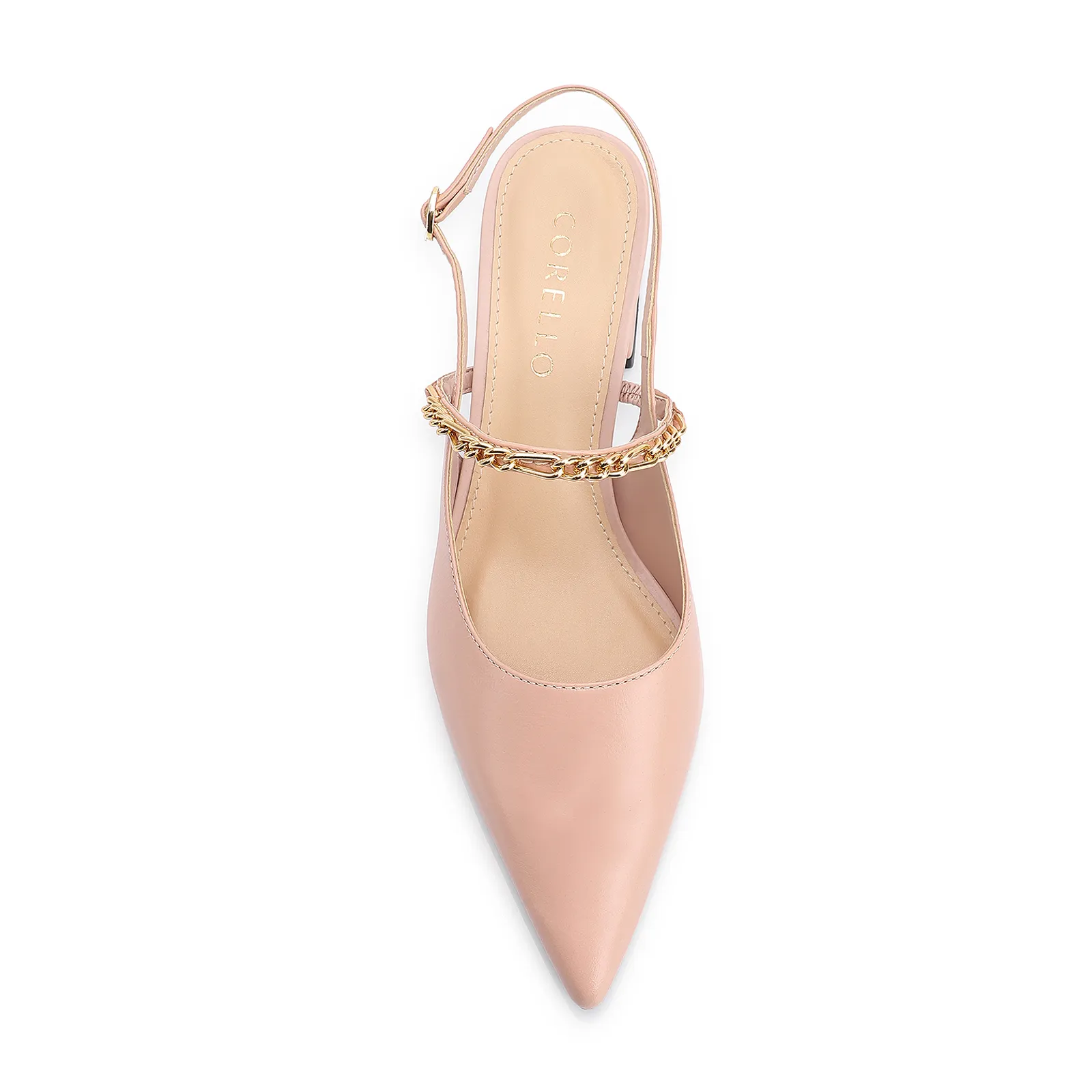 Scarpin Correntes Couro Rosa