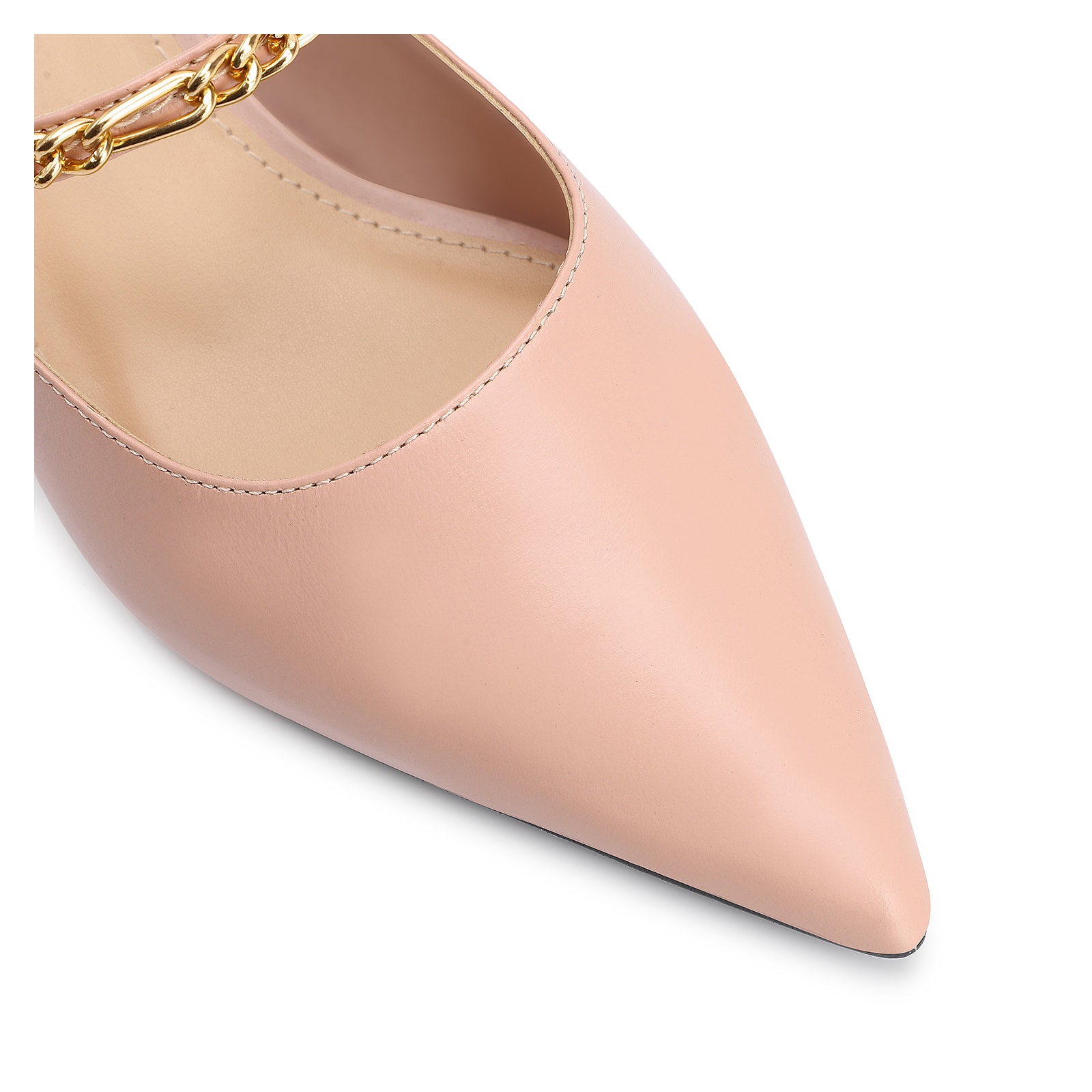 Scarpin Correntes Couro Rosa