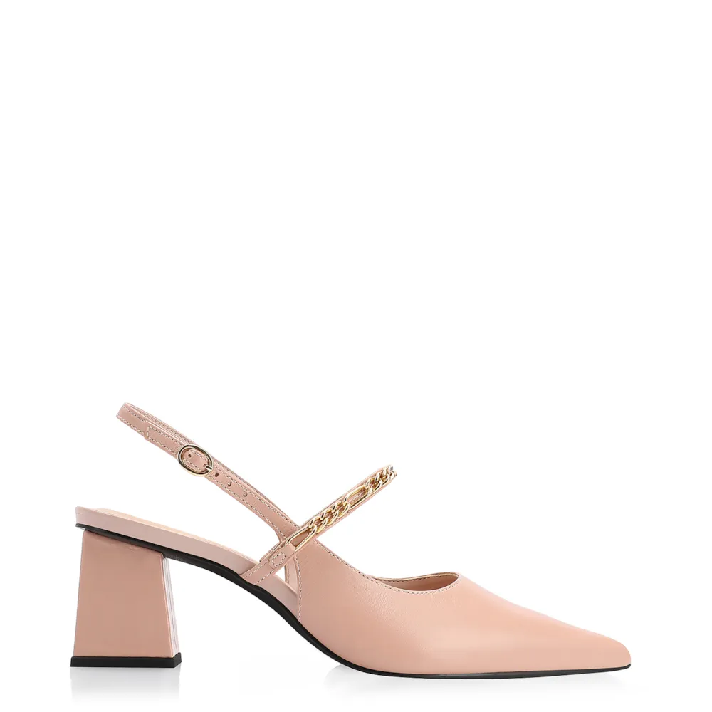 Scarpin Correntes Couro Rosa - imagem 2