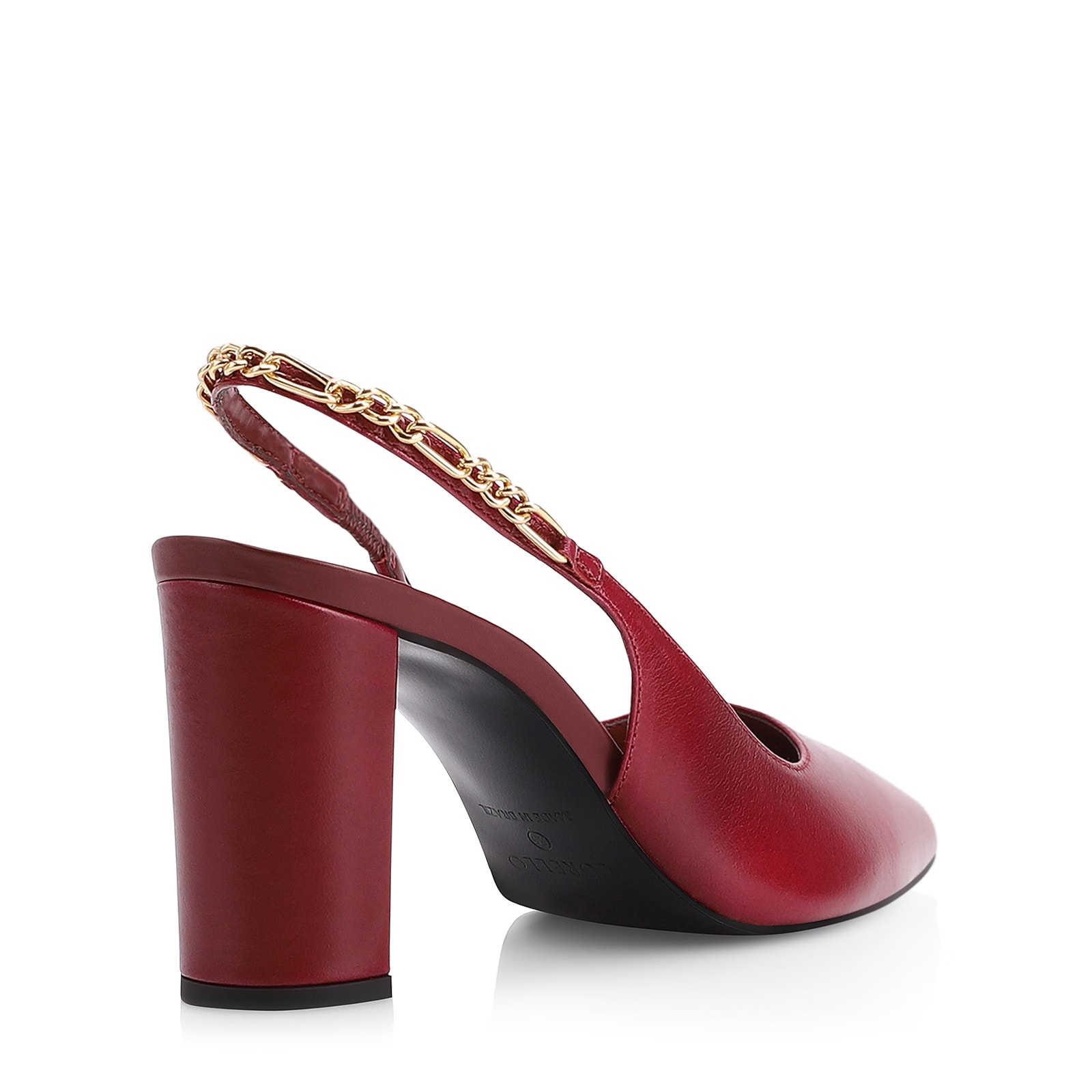 Scarpin Correntes Couro Vermelho Cereja