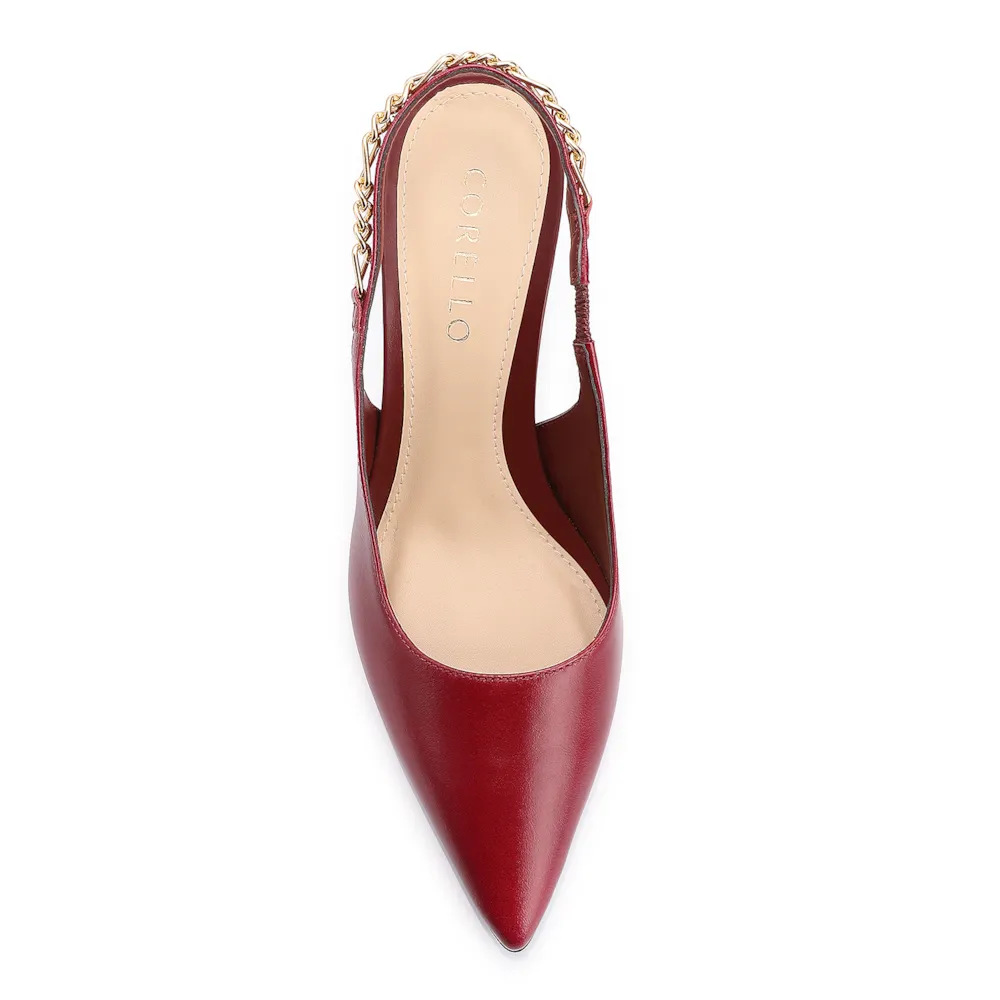 Scarpin Correntes Couro Vermelho Cereja - imagem 5
