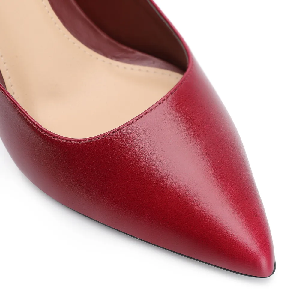 Scarpin Correntes Couro Vermelho Cereja - imagem 6