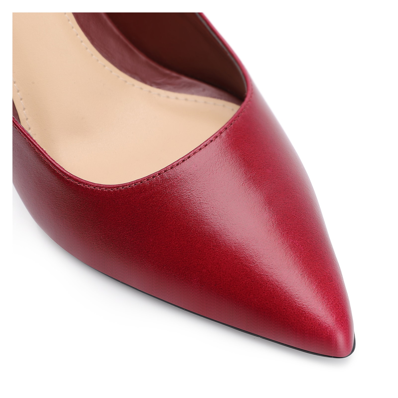 Scarpin Correntes Couro Vermelho Cereja