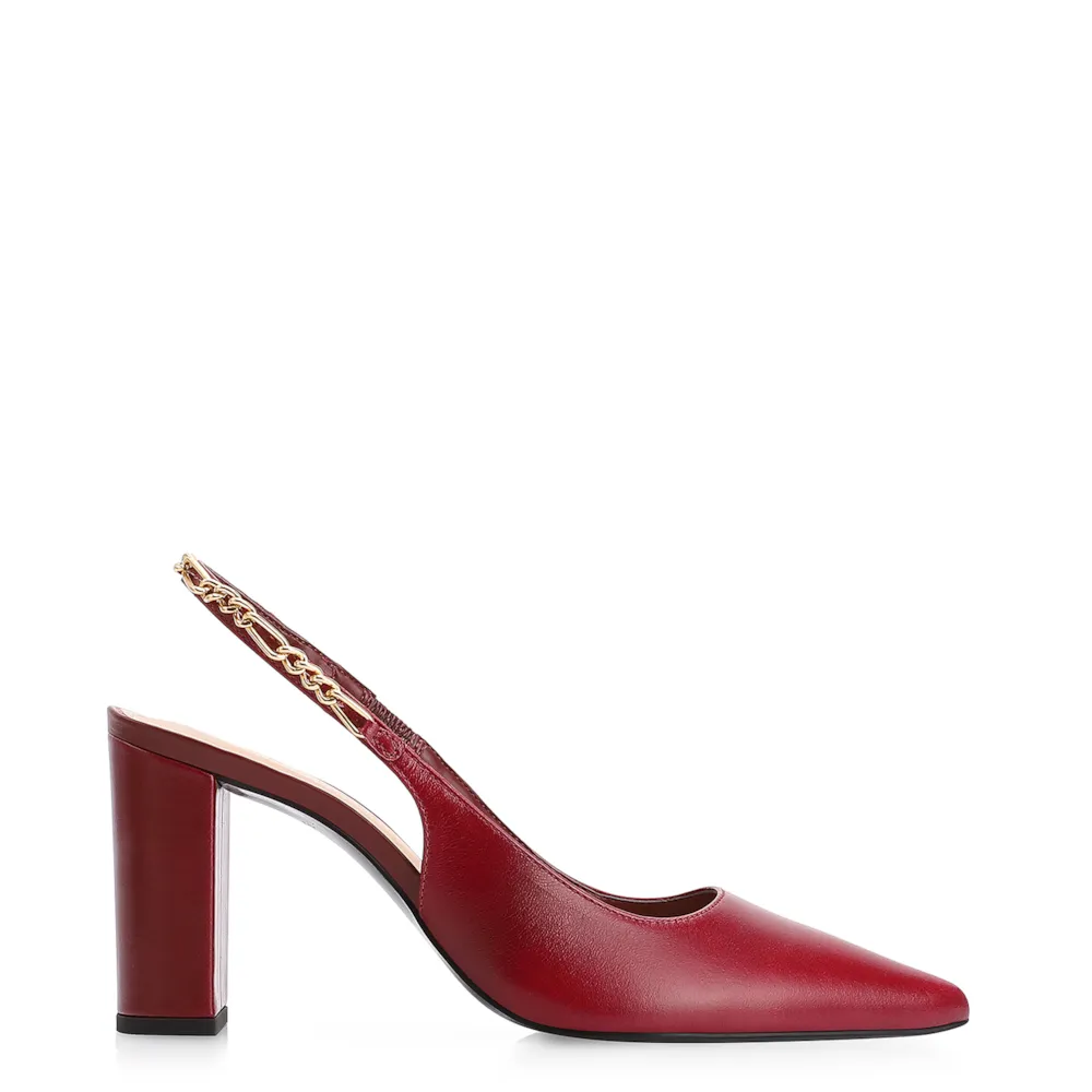 Scarpin Correntes Couro Vermelho Cereja - imagem 2