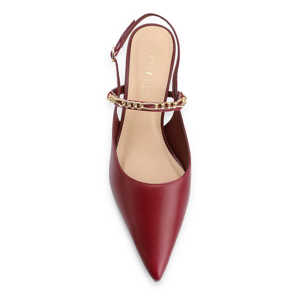 Scarpin Correntes Couro Vermelho Cereja - imagem 5
