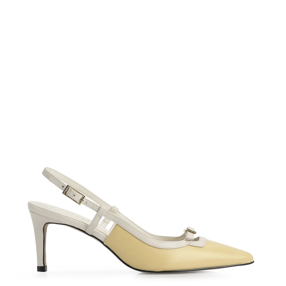 Scarpin Couro Amarelo/Off White - imagem 3