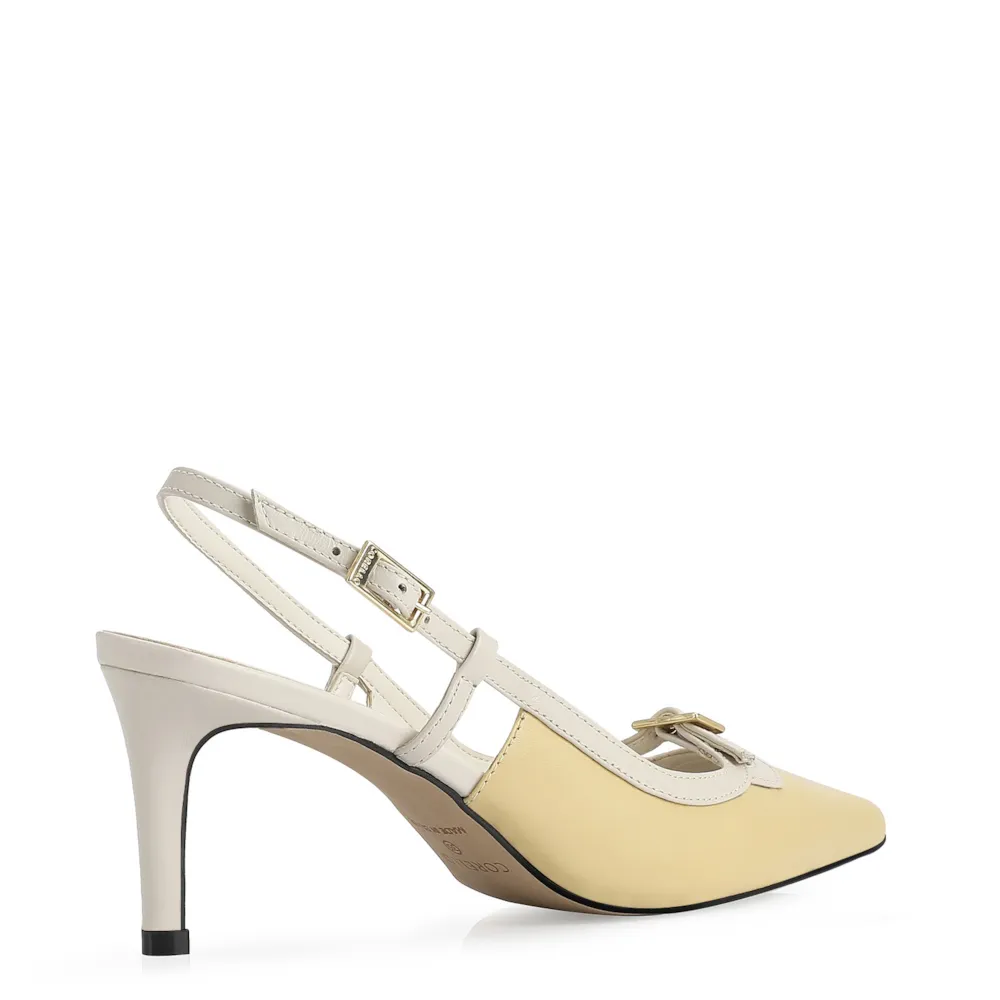 Scarpin Couro Amarelo/Off White - imagem 4