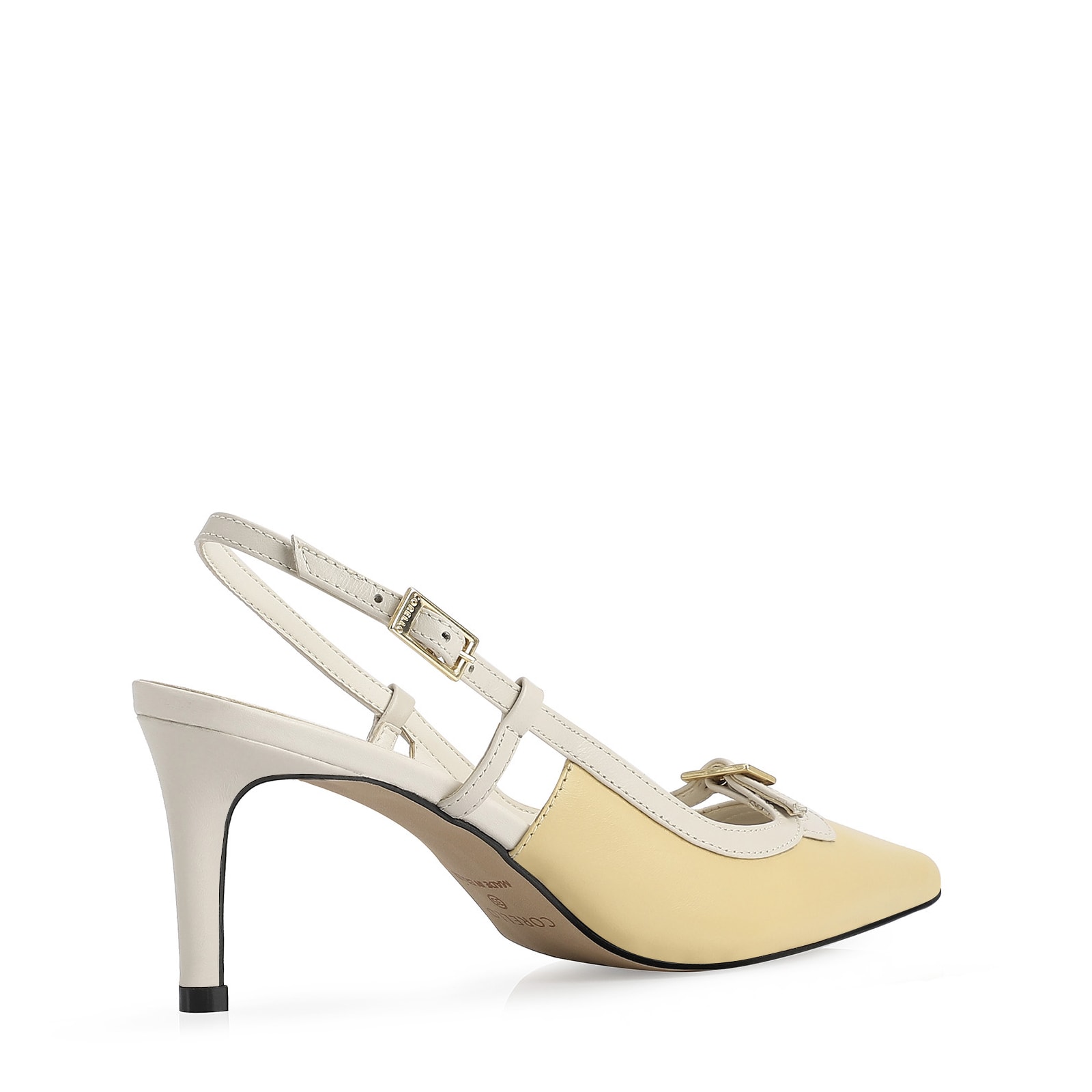 Scarpin Couro Amarelo/Off White