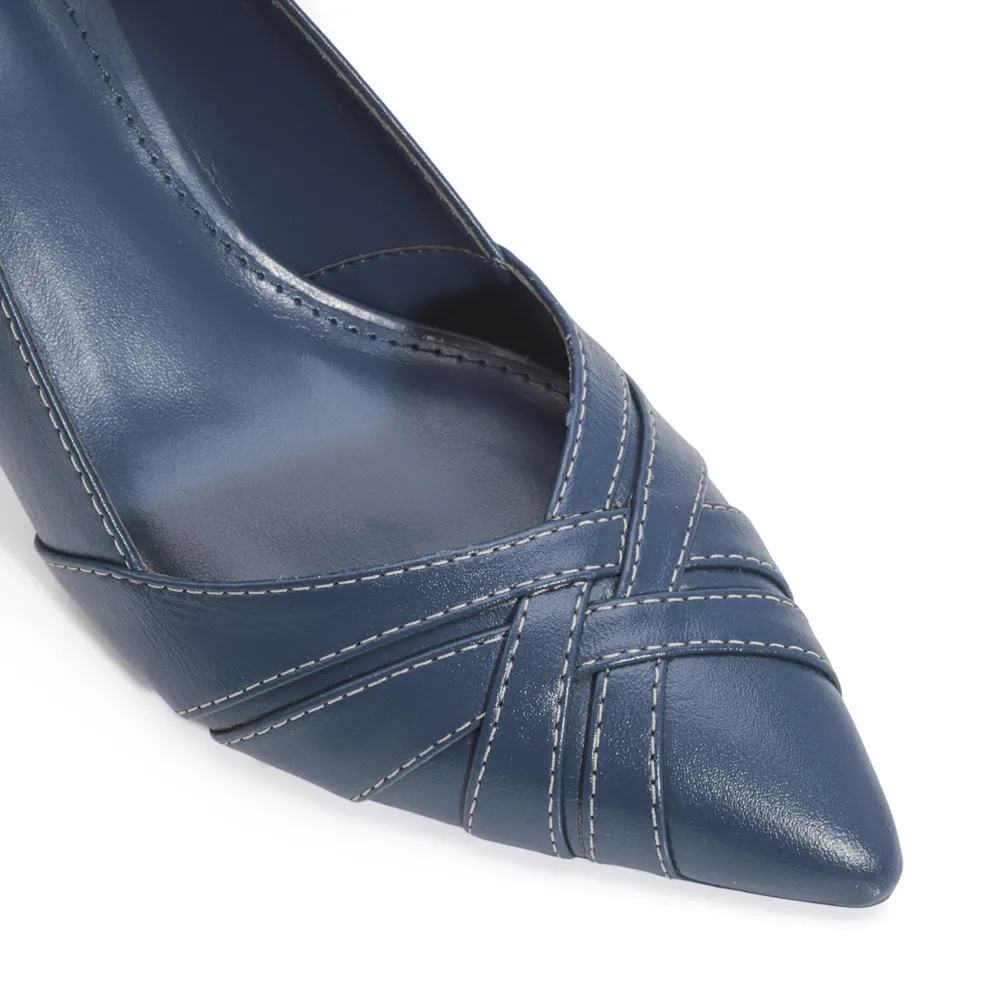 Scarpin Couro Azul - imagem 7