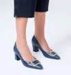 Scarpin Couro Azul - imagem 2