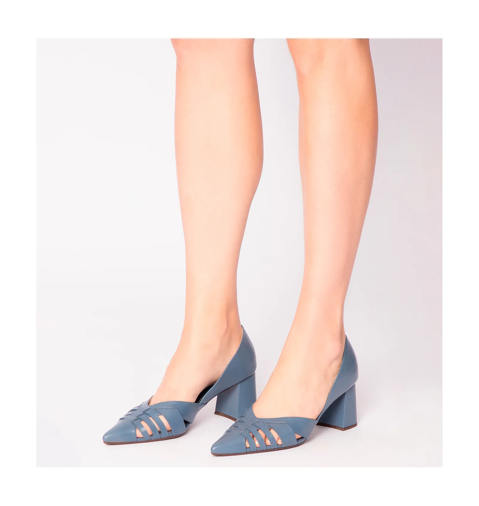 Scarpin Couro Azul