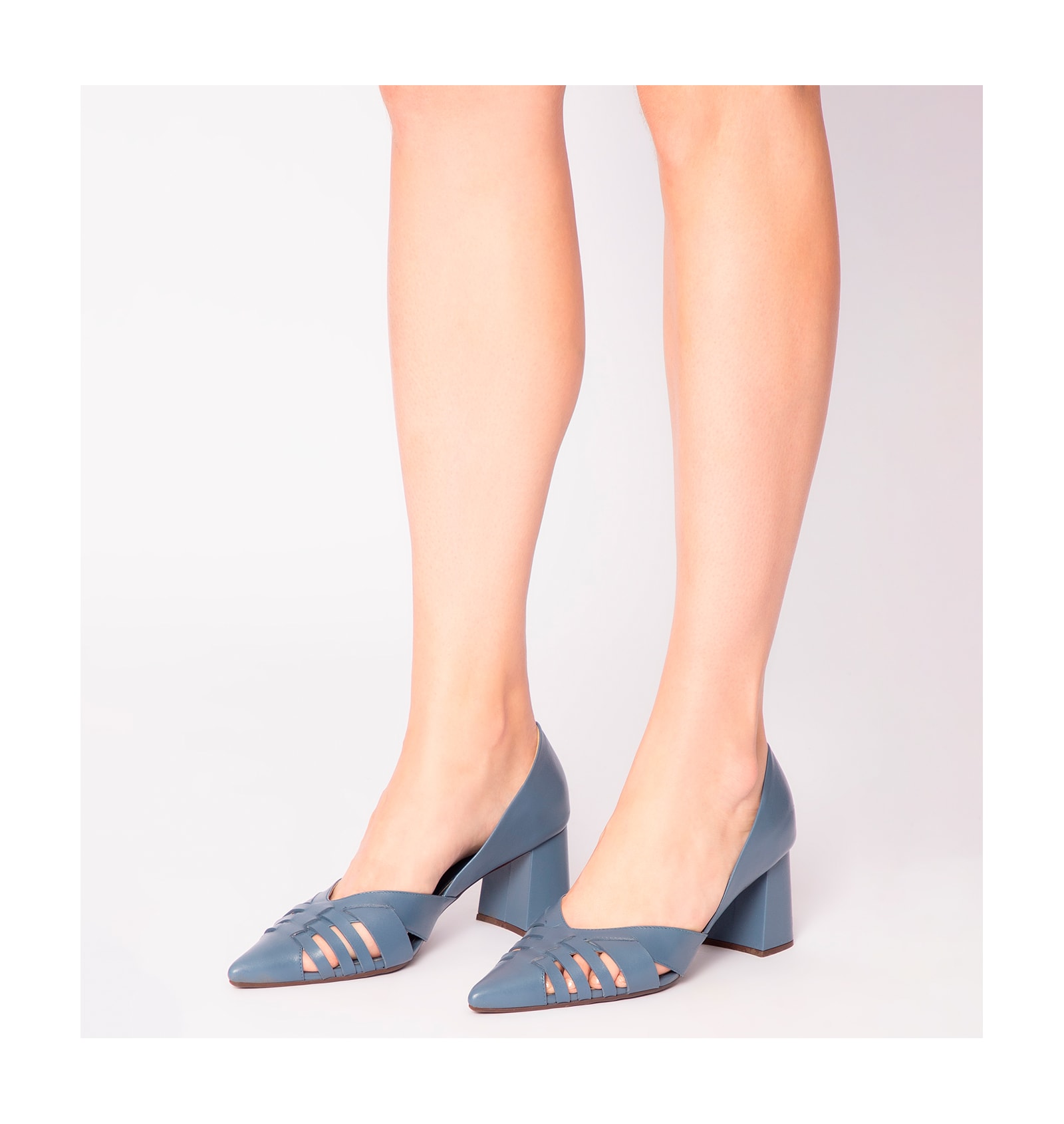 Scarpin Couro Azul