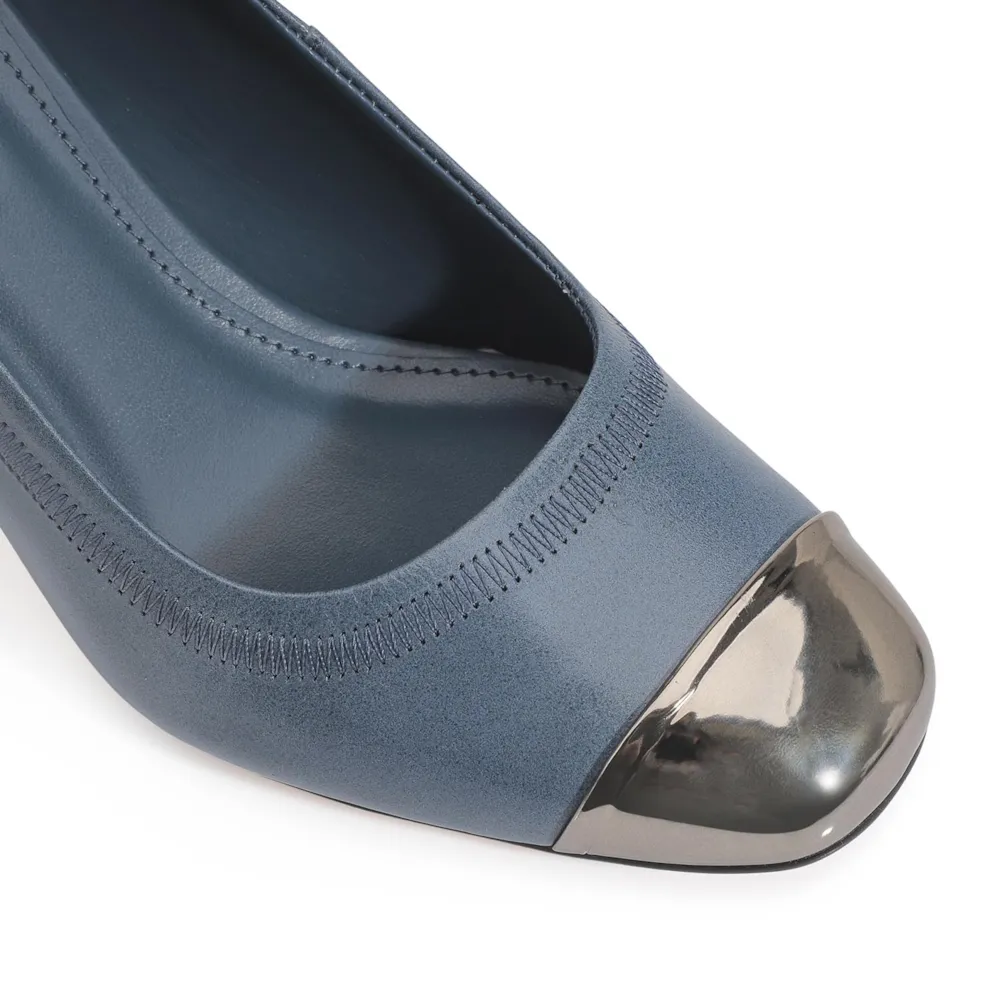 Scarpin Couro Azul Jeans - imagem 6