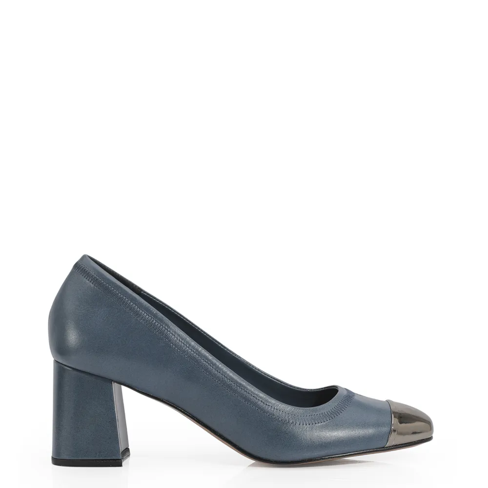 Scarpin Couro Azul Jeans - imagem 2