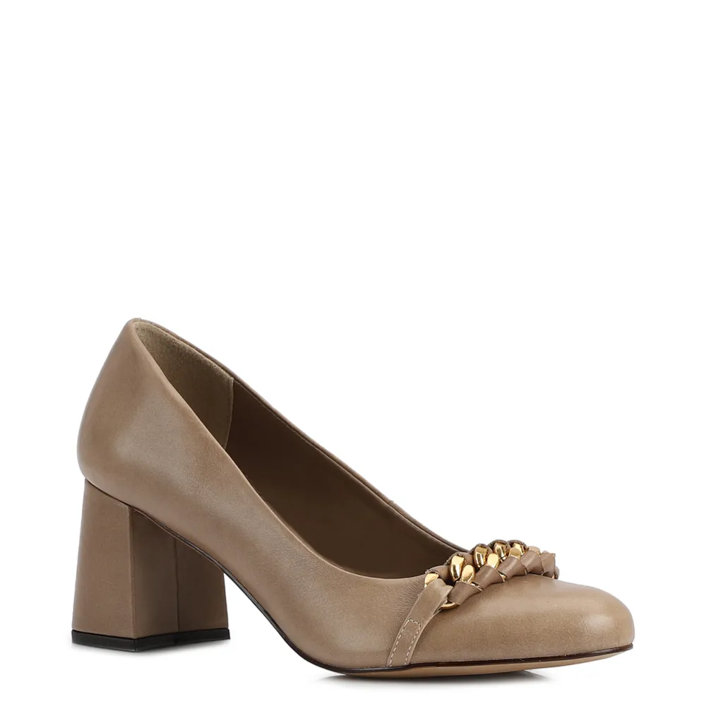 Scarpin Couro Bege