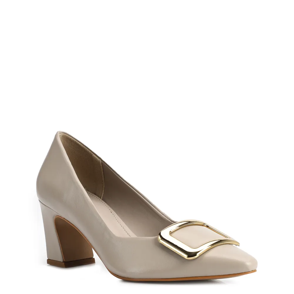 Scarpin Couro Bege
