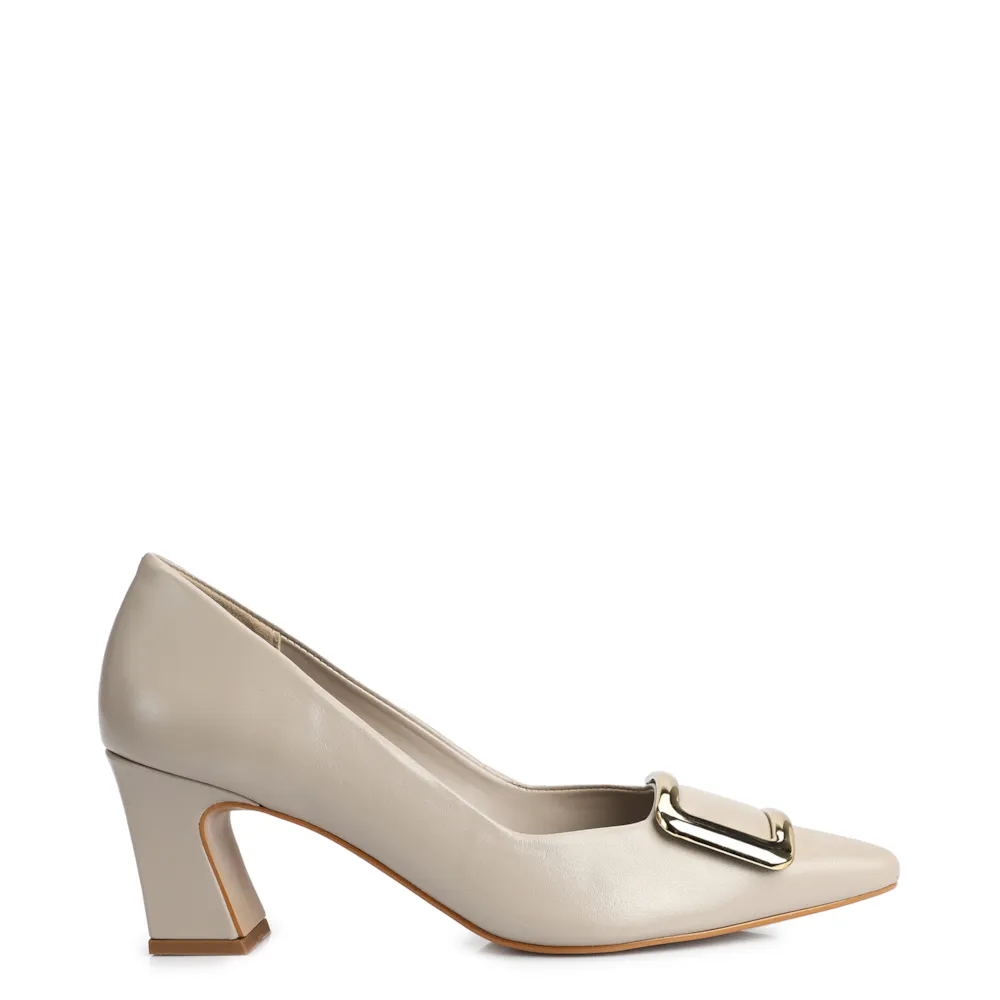 Scarpin Couro Bege - imagem 2