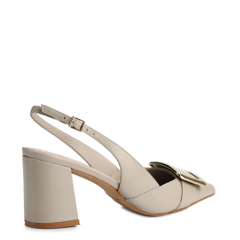 Scarpin Couro Bege - imagem 3