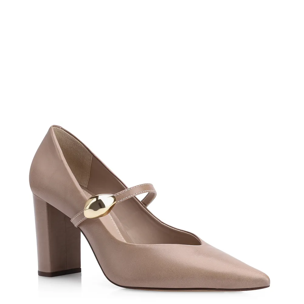 Scarpin Couro Bege
