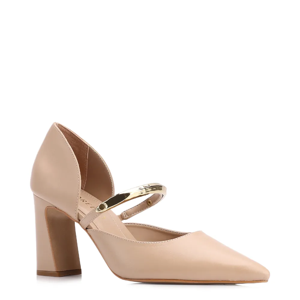 Scarpin Couro Bege