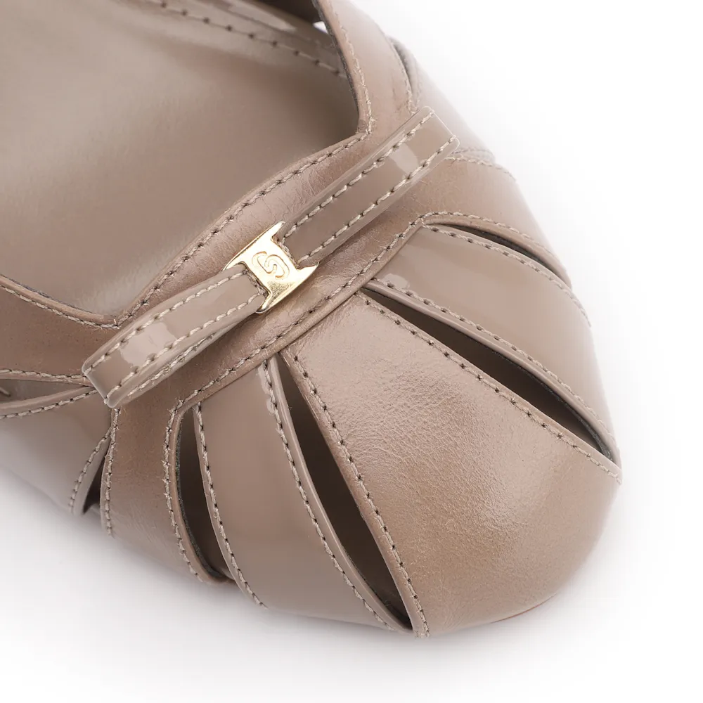 Scarpin Couro Bege/Alt Verniz Bege - imagem 7