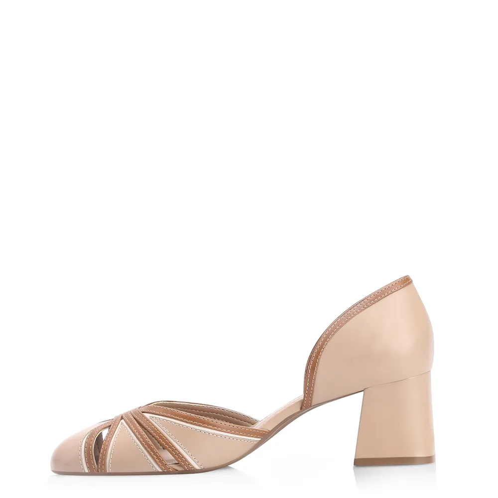 Scarpin Couro Bege/Marrom/Off White - imagem 4