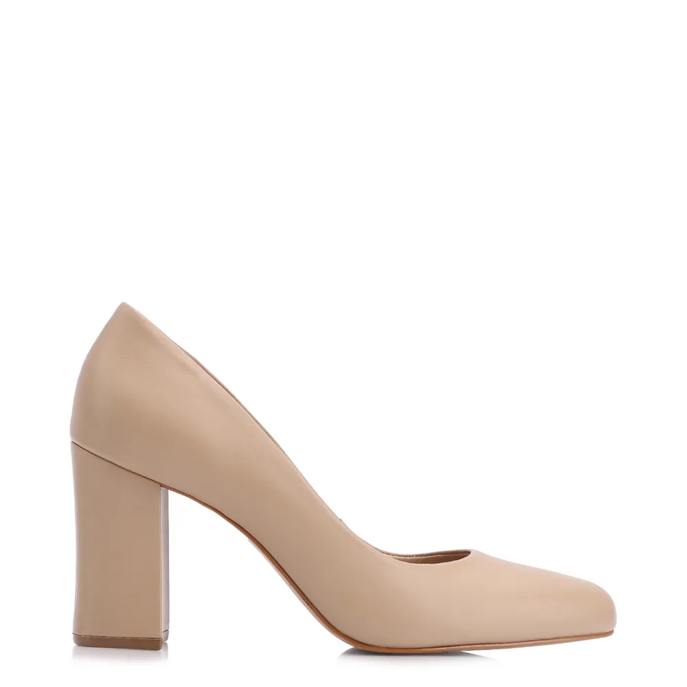 Scarpin Couro Bege Nude - imagem 2