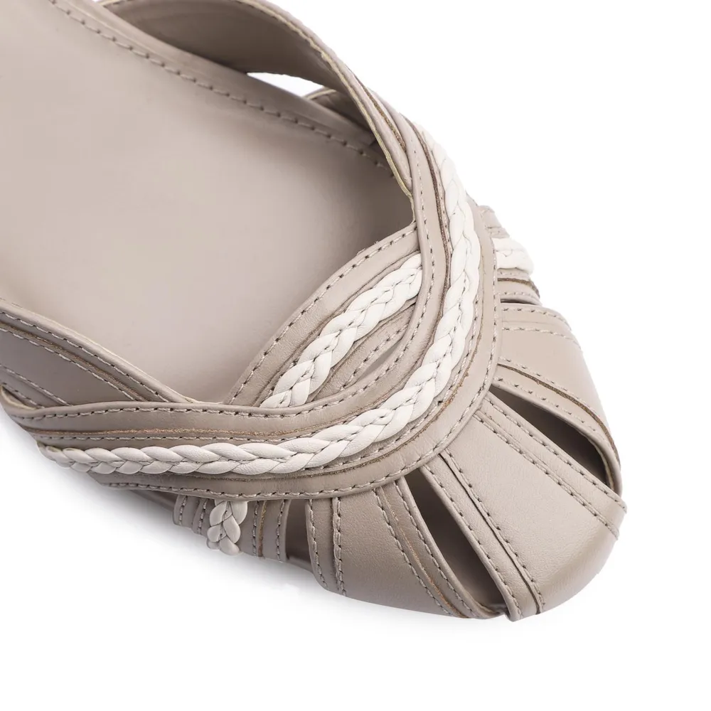 Scarpin Couro Bege/Off White - imagem 6
